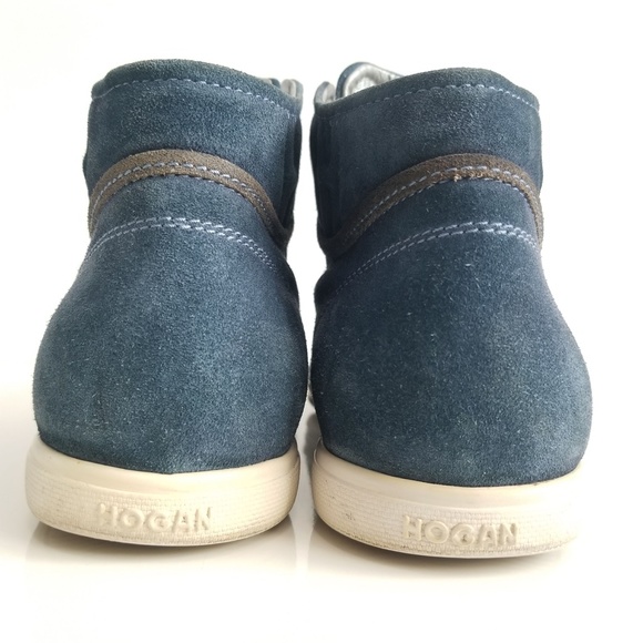HOGAN REBEL Fashion Sneakers High Top Blue Suede - Picture 10 of 12